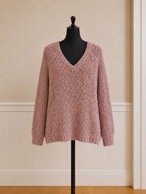 Cozy V-Neck Popcorn Knit Sweater